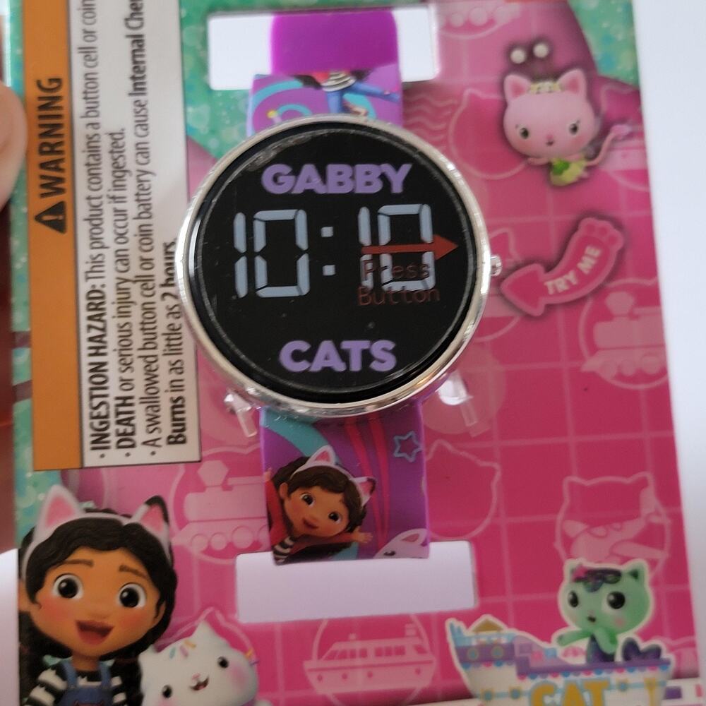 Gabby's Dollhouse Digital Watch Purple Strap Gabby Cats Kids Girls Toy